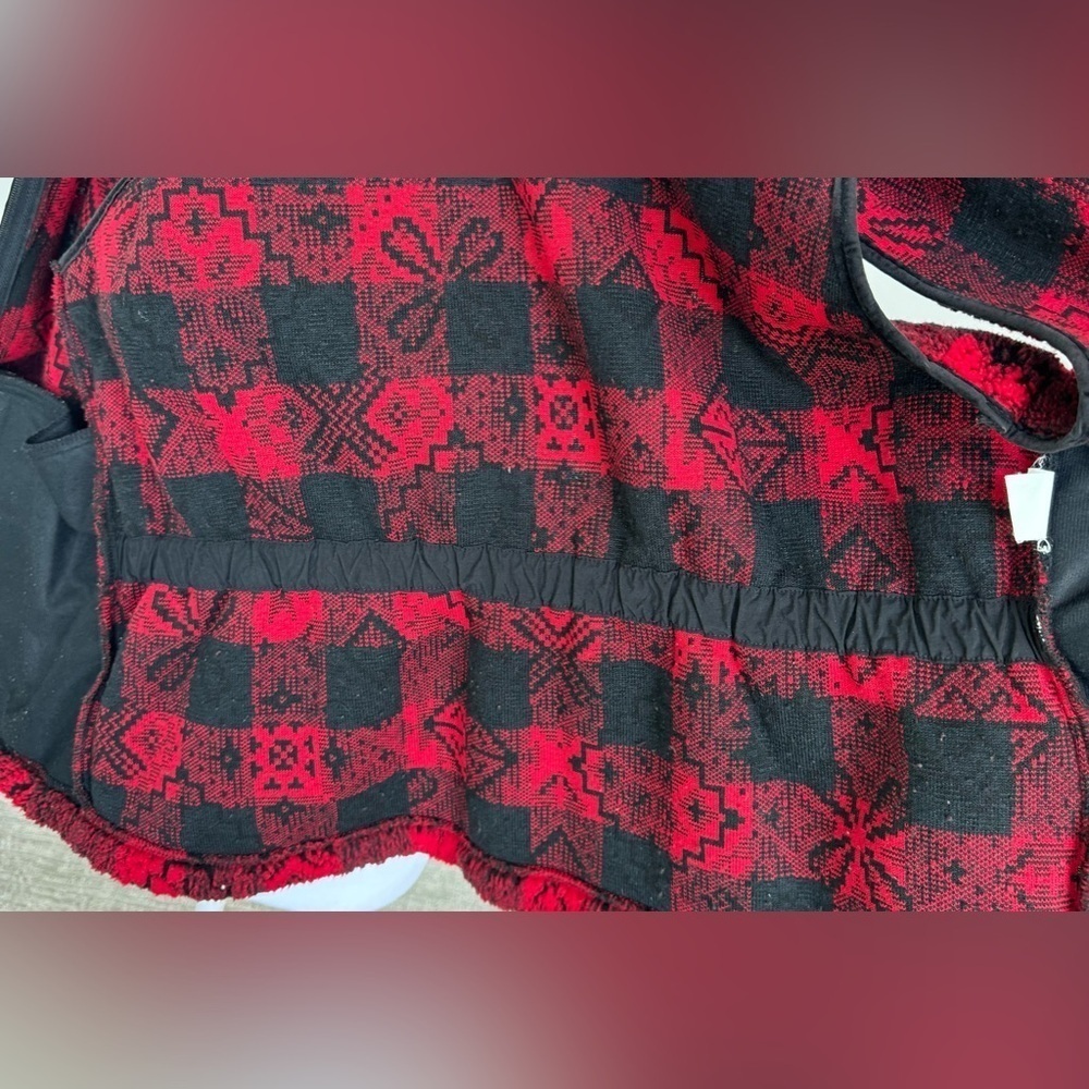 Woolrich Red Black Buffalo Plaid Full Zip Vest Large Pockets Sleeveless - Picture 7 of 9